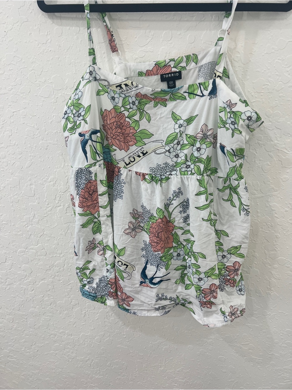 torrid White Floral Print Spaghetti-Strap Camisole